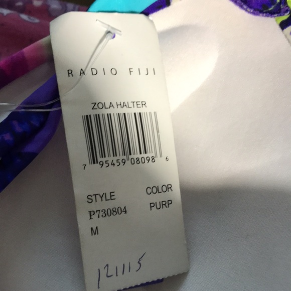 Radio Fiji Zola Halter Bikini Swim Top Multi Color Print Sz M NWT - Picture 4 of 7